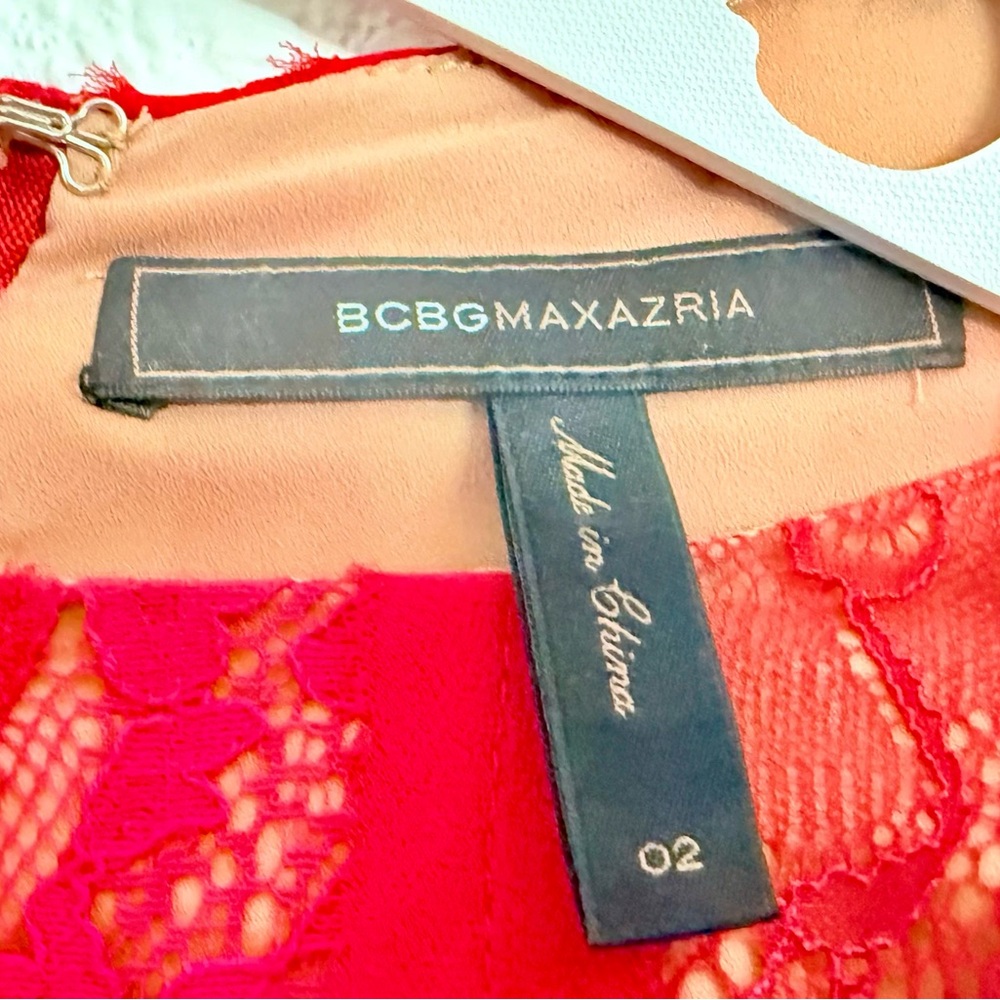 BCBGMAXAZRIA Cherry Red Lace Formal Dress - Size 2 - Wedding Guest / Prom - Picture 4 of 4